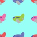 Cute airplanes seamless pattern