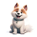 Cute Akita dog - Cartoon illustration - Generative AI, AI generated
