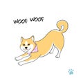 Cute akita dog, quote card print. Doggie wants to play print with phrase.