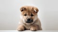 Cute Akita Inu puppy looking at camera on white background