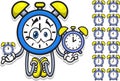 Cute Alarm Clock Character Vector Set Royalty Free Stock Photo