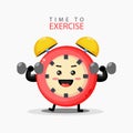 Cute alarm clock is exercising