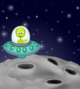 Cute alien cartoon in the spaceship Royalty Free Stock Photo