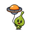 Cute alien space character design with ufo ornament