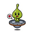 Cute alien space character design with ufo ornament