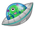 Cute alien in spaceship