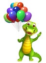 Cute Aligator cartoon character with clock