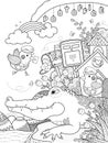 Cute alligator adult coloring page