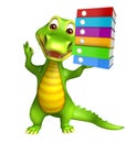 Cute Alligator cartoon character with files