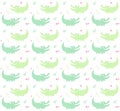 Cute Alligator Seamless Pattern Vector Illustration