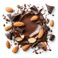 Cute almonds splashed in chocolate Royalty Free Stock Photo