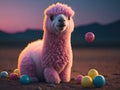 Cute alpaca with bubble gum sphere. ai generative Royalty Free Stock Photo