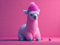 Cute alpaca with bubble gum sphere out on pastel background. ai generative Royalty Free Stock Photo