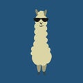 Cute alpaca character with sunglasses. Funny llama for your design