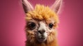 Extreme Minimalist Photography Of A Cute Alpaca In The Style Of Wes Anderson