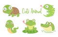 cute amphibian cartoon text frame for decorating schedule notebook Royalty Free Stock Photo
