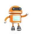 Cute android robot floating above ground Royalty Free Stock Photo