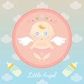Cute Angel Baby with Milk Bottle