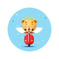 Cute angel bear riding classic motorbike