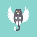 Cute angel cat, fly, Vector illustration eps 10 Royalty Free Stock Photo