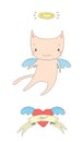 Cute angel cat illustration Royalty Free Stock Photo