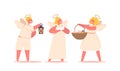Cute Angel Characters With Lantern, White Dove And Basket Full Of Easter Eggs. Adorable Baby Cherubs Brighten The World