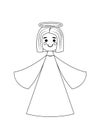 Cute angel coloring book. Black and white angel. Vector