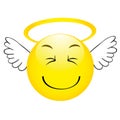 Cute angel emoticon with wings, emoji, smiley Royalty Free Stock Photo