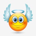 Cute angel emoticon with wings, emoji, smiley - vector illustration Royalty Free Stock Photo