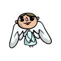 Cute angel girl with black eyes and big wings Royalty Free Stock Photo