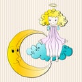 Cute angel sitting on cloud Royalty Free Stock Photo