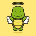 Cute angel turtle mascot character with happy face cartoon vector icon illustration Royalty Free Stock Photo