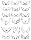 Cute angel wings. Cartoon angels wing set isolated on white background Royalty Free Stock Photo