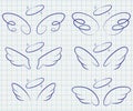 Cartoon angel wings doodle vector icon set Royalty Free Stock Photo