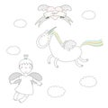 Cute angels illustration Royalty Free Stock Photo