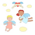Cute angels illustration Royalty Free Stock Photo