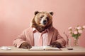 a cute angry bear as a boss, created with Generative AI technology Royalty Free Stock Photo
