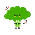 Cute angry broccoli character. Vector hand drawn cartoon kawaii character illustration icon. Isolated on white Royalty Free Stock Photo