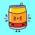 Cute angry can of soda character. Vector hand drawn cartoon kawaii character illustration icon. Isolated on blue