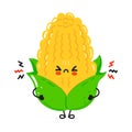 Cute angry corn character. Vector hand drawn cartoon kawaii character illustration icon. Isolated on white background