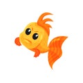 Cute angry goldfish, funny fish cartoon character vector Illustration on a white background Royalty Free Stock Photo