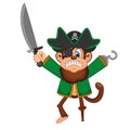 Cute Angry Monkey Pirate Cartoon