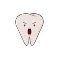 Cute angry and nervous tooth. Vector modern flat style cartoon character illustration. Clear tooth kid children christmas concept