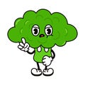 Cute angry sad broccoli character. Vector hand drawn traditional cartoon vintage, retro, kawaii character illustration