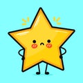 Cute angry star character. Vector hand drawn cartoon kawaii character illustration icon. Isolated on blue background Royalty Free Stock Photo