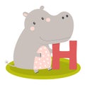 Cute animal alphabet with hippo Royalty Free Stock Photo