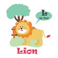 Cute animal alphabet. L letter. Cute Lion. Cute Animal Alphabet Series