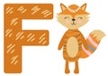 Cute Animal Alphabet. Letter F - Fox. Made with love Royalty Free Stock Photo