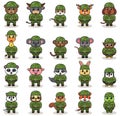 Cute Animal Army cartoon. Set of Animal soldiers.