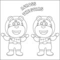 cute animal astronaut for colouring book or page